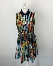 Mary Katrantzou Dew Dress Floral Striped Print Size 12 UK Ladies