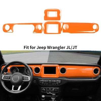 4Pc Orange Dashboard Panel Decor Bezel Cover Trim Kit For Jeep Wrangler JL 2018+