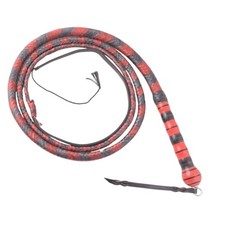 Leather Bullwhip 8 Feet Long 16-strand Handmade Stock Whip with Wood Handle