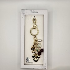 DIisney Minnie Mouse Bag Charm Keychain Gold Tone Cherries Bow Heart