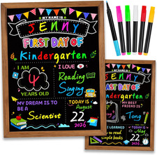 First  Last Day of School Sign, Double-Sided Reusable School Board