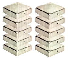 Lot of 10 Fence Post Cap Covers 4x4 Inches Galvanized Metal With Screws