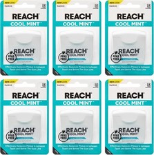 REACH Cool Mint Dental Floss, Fresh Mint, Plaque Remover 165 Foot Pack of 6