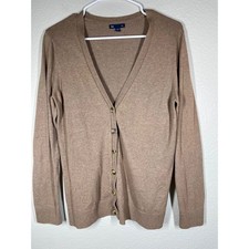 Gap Brown Cardigan Sweater Classic Knitwear Button Front Soft Large