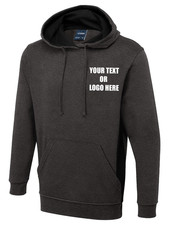 Personalised Uneek Two Tone Hooded Sweatshirt Printed Text Logo Unisex Gym Gifts