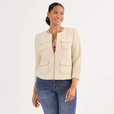 Cabi Posh Jacket in Vanilla Cream - Size Large