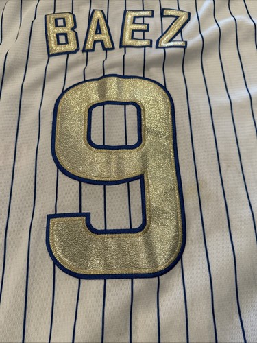 Javier Baez #9 Chicago Cubs 2016 World Series White Gold Jersey Mens Size 3XL - Afbeelding 10 van 10