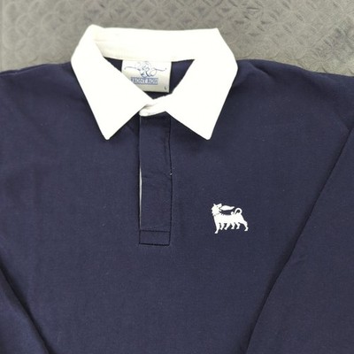 Eni Saipem Rugby Polo Shirt Front Row Blue Long Sleeve Men Large Cotton
