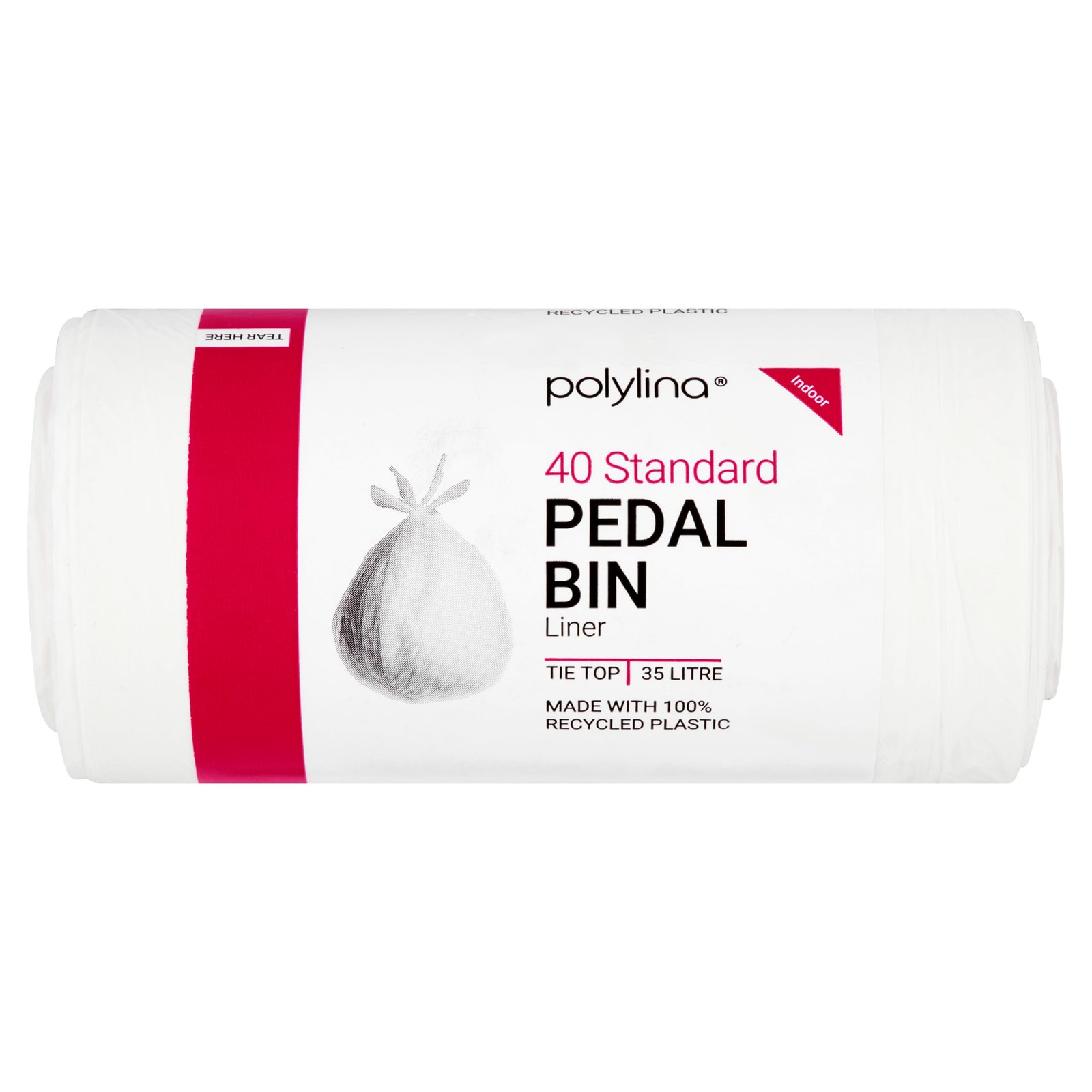 Polylina Pedal Bin Liners 35 Litre 40 Tie Top White Bin Bags Recyled Plastic - Image 3