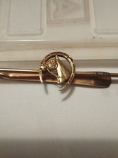 Pince à Cravate Vintage Plaquée Or - Style Classique Rayures, Comme Neuve