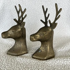 Black Forest Bookends Bronze Reindeer Deer Stag Black Antique Vintage