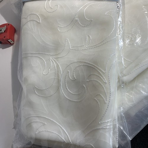 Embroidered Voile Sheer Curtain Panel Set Of 4~54x84”x4 Ivory JCP New Old Stock