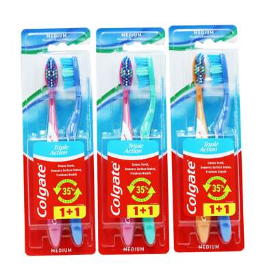 2x Colgate Triple Action Twin Medium Zahnbürste - 2 Stück