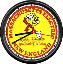 Reddy Kilowatt Electrician Utility Lineman Massachusetts Sign Wall Clock