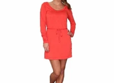 Lole Women's Large Equator Dress Long Sleeve Scoop Neck Orange Dress NWT-Defect