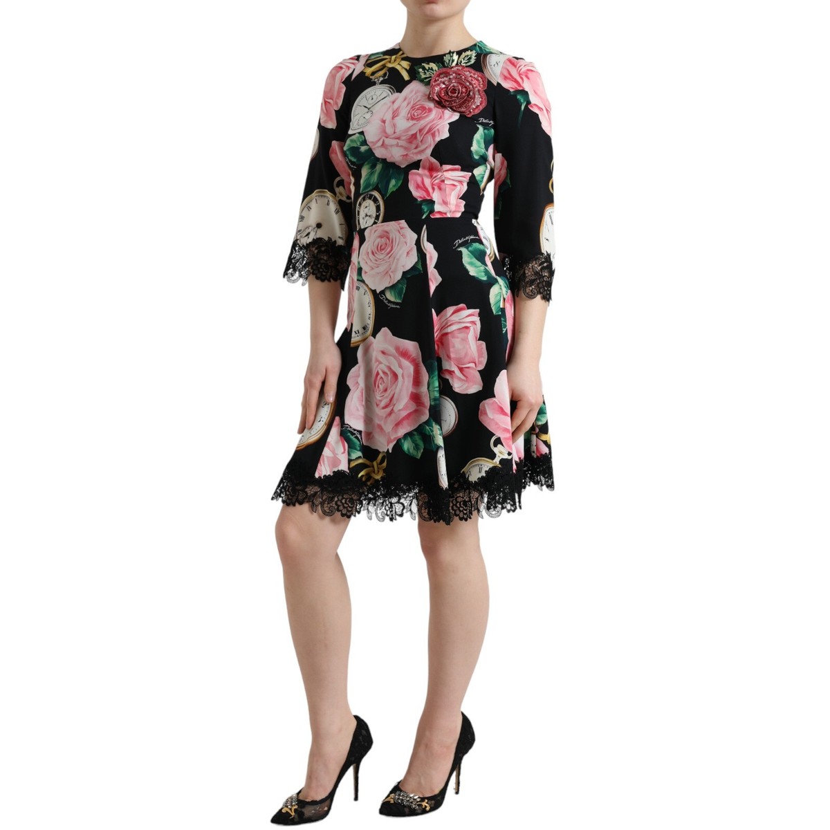 DOLCE & GABBANA Dress Black Floral Embellished Lace A-line IT40 / US6 /S 3380usd | eBay DOLCE & GABBANA Dress Black Floral Embellished Lace A-line IT40 / US6 /S 3380usd | eBay