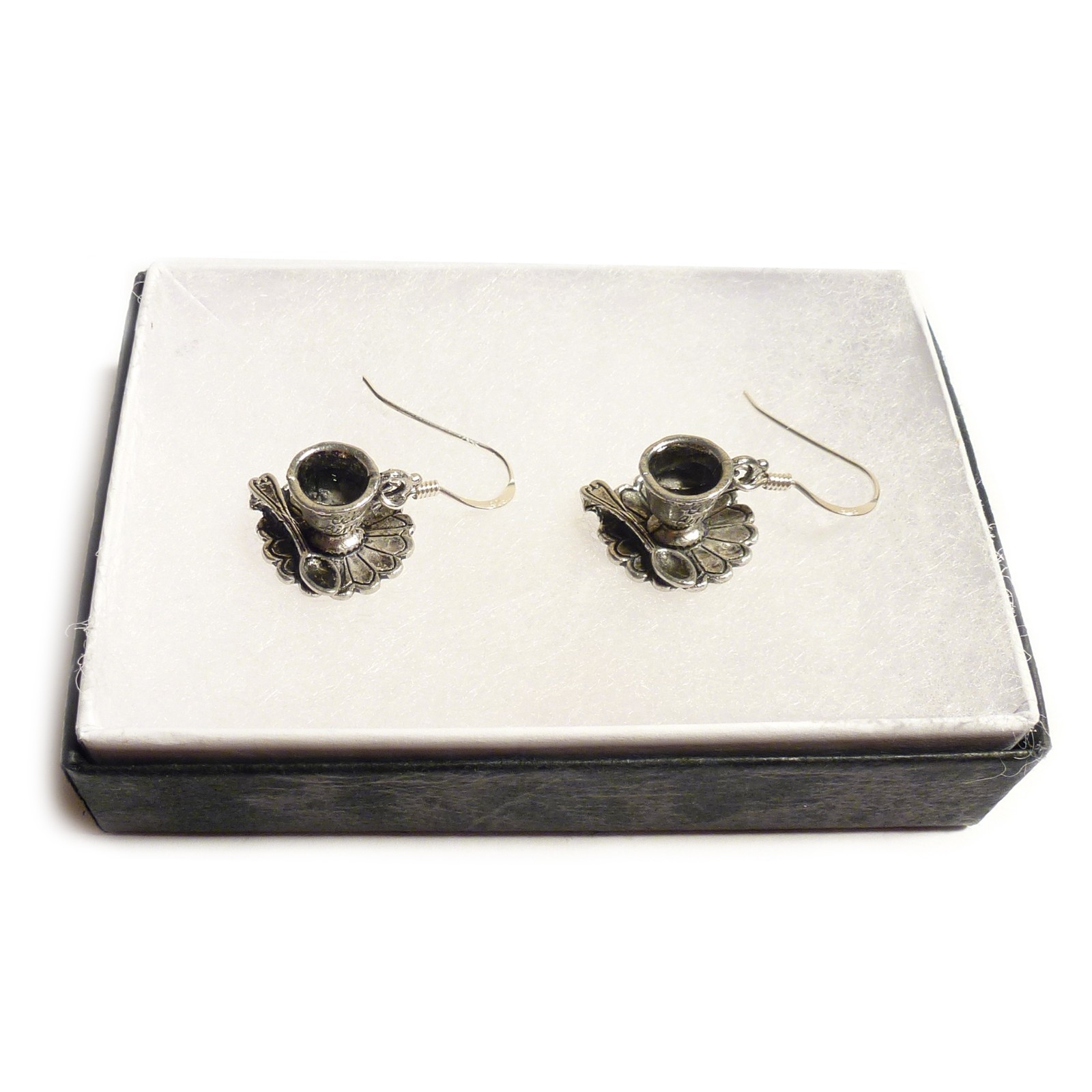 Alice in wonderland Tea cup earrings Sterling silver TEA TIME mad hatter party - Picture 8 of 10
