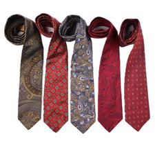 Lot of 5 Men?s 100% Silk Neck Ties Robert Talbott Nordstrom Paisley Floral EUC