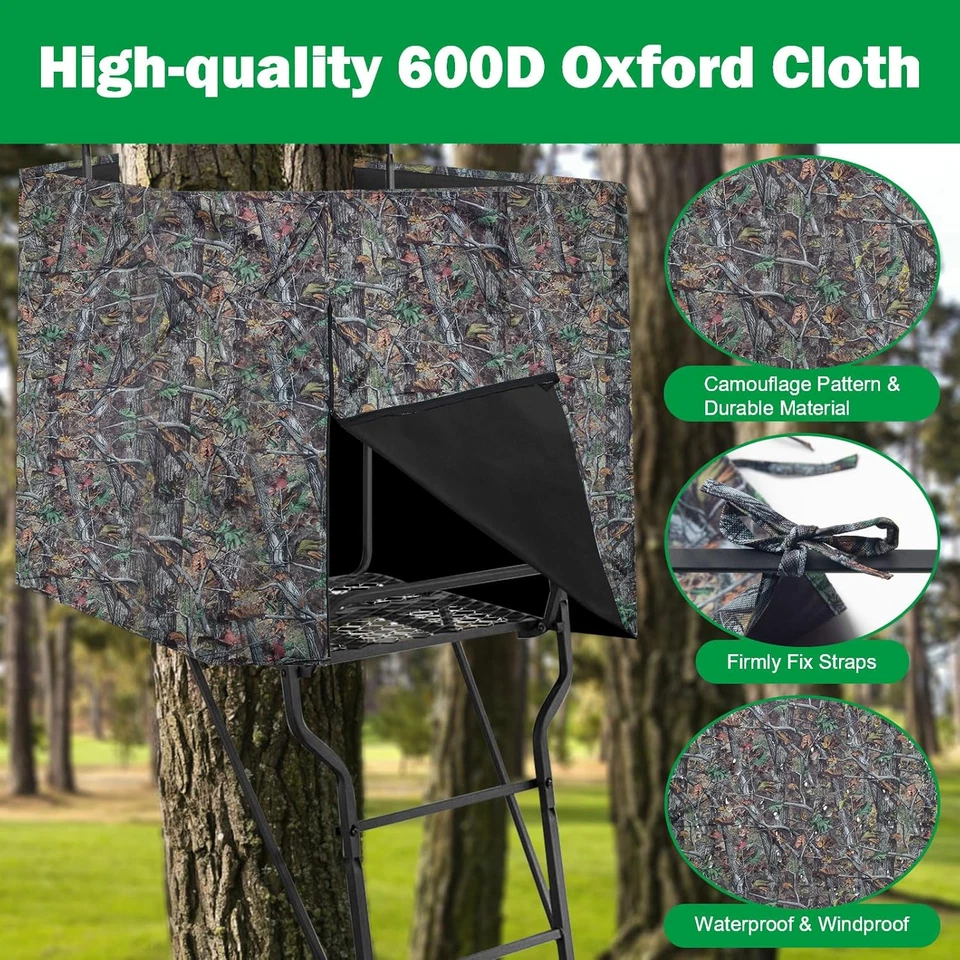 Deer Hunting Tree Stand Blind Cover, 93" X 35" Hunting Treestand Camo Blind Cove - Image 3 of 4