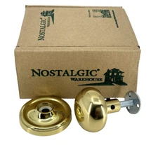Nostalgic Warehouse Classic Rosette New York Round Door Knob Polished Brass
