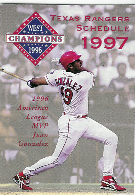 Texas Rangers 1997 Texas Rangers 1997 pockets schedule folded, Juan Gonzalez | eBay