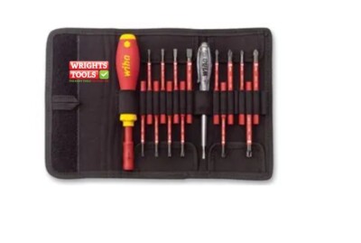 WIHA 16-teiliges VDE SlimVario Pozi/Kreuzschlitz/Schlitz/Modulo/Torx Schraubendreher-Set, 36068