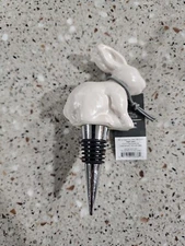 White Bunny Rabbit Stoneware Wine Bottle Stopper Threshold New 