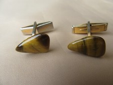 Vintage Gold Tone Tigers Eye Cufflinks