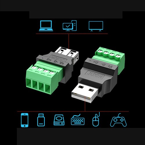 1Pc USB 2.0 Type A USB Connector USB Plug Adapter Jack Screw Terminal Plug _ou - Photo 7/14