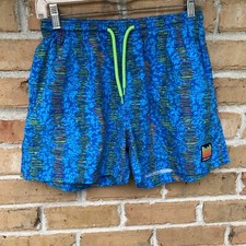 Vintage Chubbies USA Frat Soft Retro Blue Shorts Print Size Small Neon Pattern