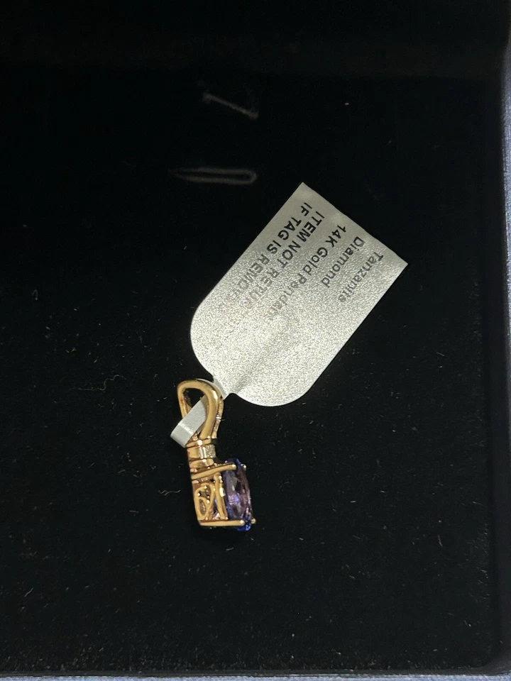 14K Yellow Gold AAA Natural 1.00 Ct Blue Tanzanite And Diamond Pendant - Image 2 of 4