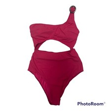New ModCloth Sierra One Piece Textured Raspberry Shoulder Swimsuit Size Small