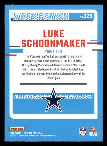 2023 Donruss #325 Luke Schoonmaker RR RC - Picture 2 of 2
