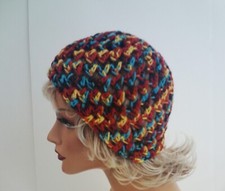 NEW MULTI COLOR OPEN WEAVE BEANIE HAT HAND MADE BERET CROCHET SKULL CAP