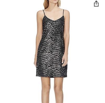 vince camuto silver sequin dress Vince Camuto Sequined Slip Dress