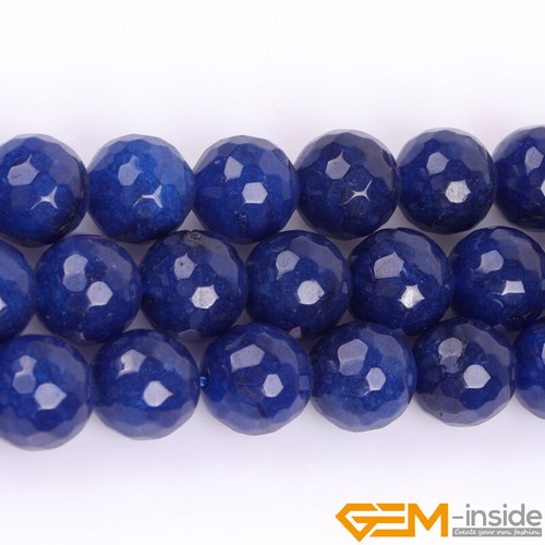 Faceted Blue Jade Gemstone Round Loose Spacer Beads For Jewelry Making 15"Strand - Bild 29 von 34