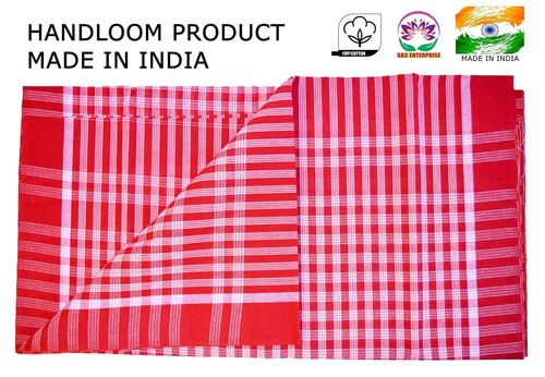 Men'S And Women'S Soft Cotton Bengali Traditional Gamcha (Red And White, Xxxl) - - Picture 5 of 5