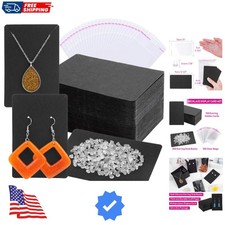 Earring Display Cards with Bags and Backs for Jewelry Packaging - Black