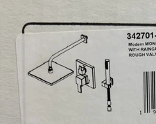 Delta Modern 342701 Rain Shower Head Hand held hose Valve Trim Set Chrome NEW