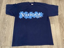 Vintage Yahoo Big Web Surfer Logo T-Shirt XL Blue RARE Tech Tee 90s Y2K 1996