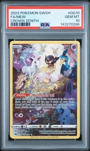 2023 POKEMON SWORD & SHIELD CROWN ZENITH #GG10 FULL ART/MEW PSA 10
