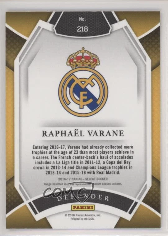 2016-17 Panini Select Field Level Raphael Varane #218 - Image 2 of 2