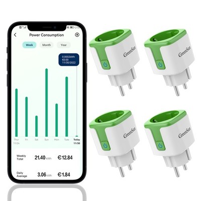 4X GreenSun 16A WLAN Smart Steckdose Intelligente Socket Plug for Alexa Google