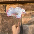 Fenton Style Opalescent Epergne Glass Insert Horn