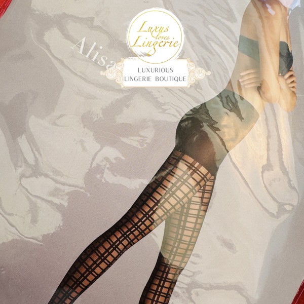 Alisa Tights By Wolford Xs X Small Black Schwarz Strumpfhose Transparent Karo-image