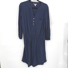 Vintage Lilly Pulitzer Dress Women L Blue Pima Cotton Stretch Preppy Coastal