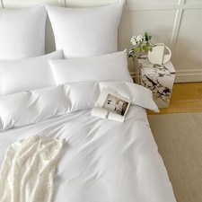 White Duvet Cover Queen Size Ultra Soft Brushed Microfiber- Queen Duvet Cover...