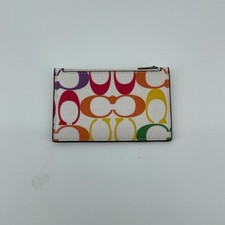 Coach C9862 Zip Card Case in Rainbow Signature G4