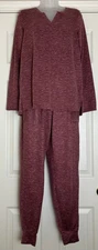 Cuddl Duds® Jogger Lounge Pajama Set XS Soft Cozy Pocketed Pants Heathered Pink