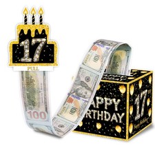 17th Birthday Money Gift Boxes for Cash Seventeen Years Old Pull Box Party